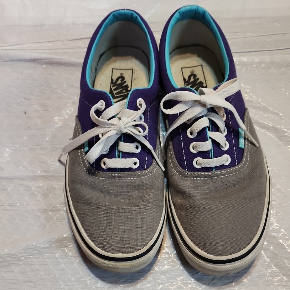 Vans Purple and Gray Sneakers with White Accents